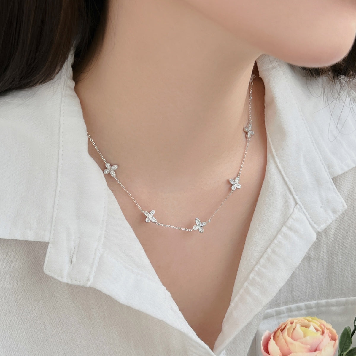 Jardin de Lune Necklace 925 Sterling Silver | 18K Gold or Rhodium Plating | 5A Cubic Zirconia