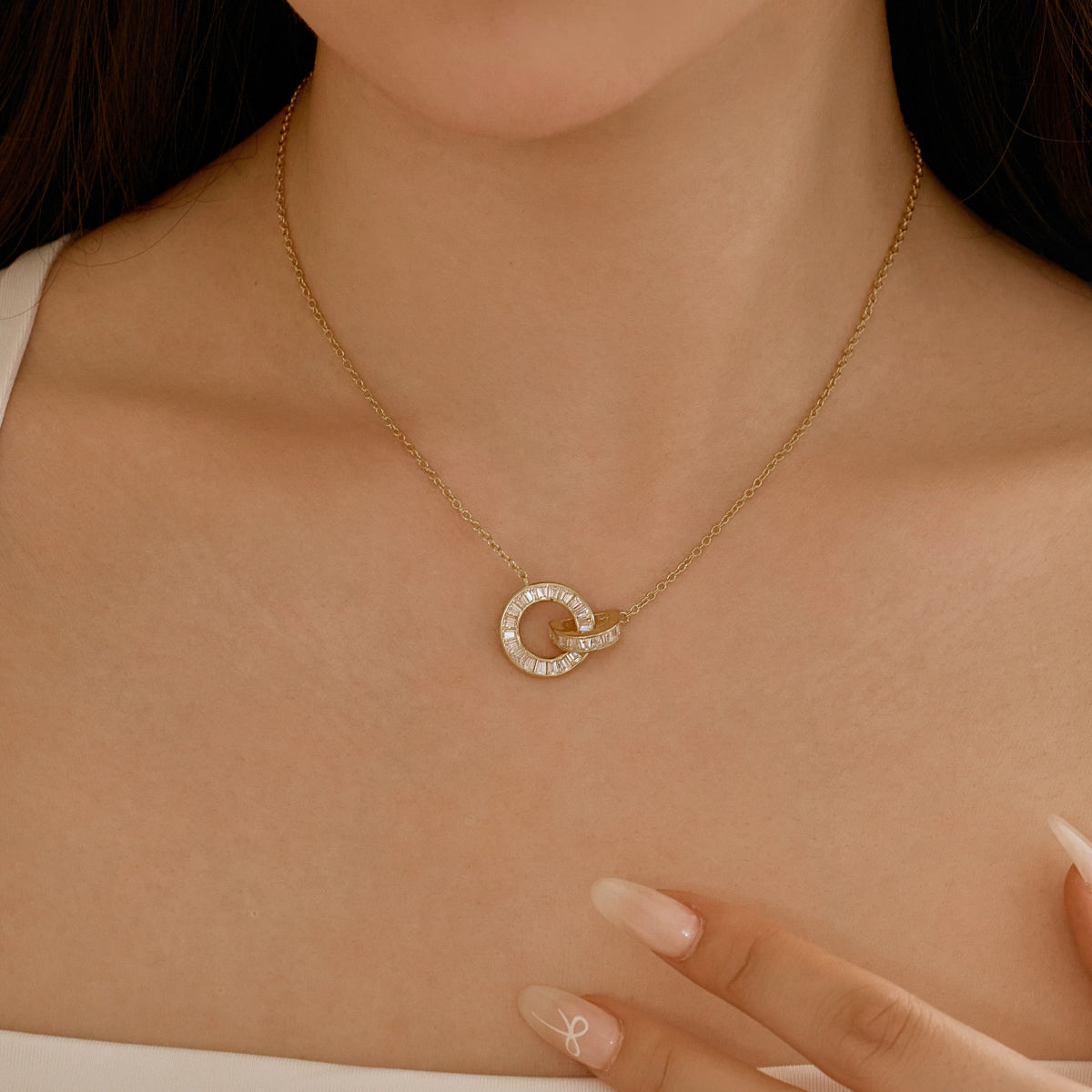 "Linked Brilliance" Necklace Two Shapes. One Meaning. Infinite Spark.