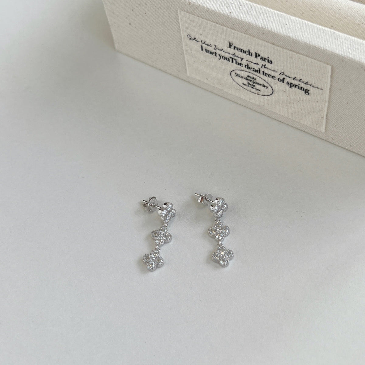 Cloverline Drop Earrings 925 Sterling Silver | Rhodium Plated | 2.5 mm CZ Stones