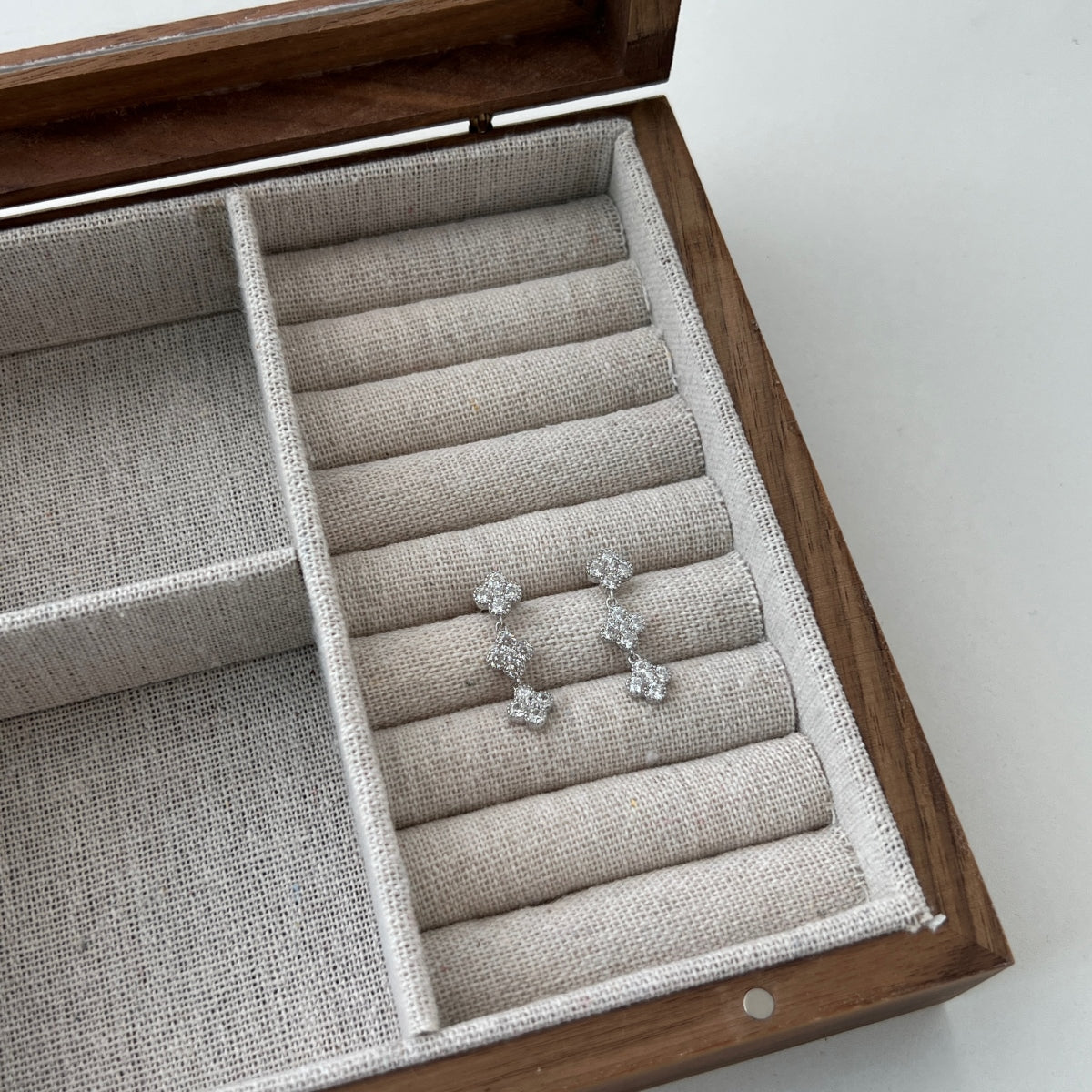 Cloverline Drop Earrings 925 Sterling Silver | Rhodium Plated | 2.5 mm CZ Stones