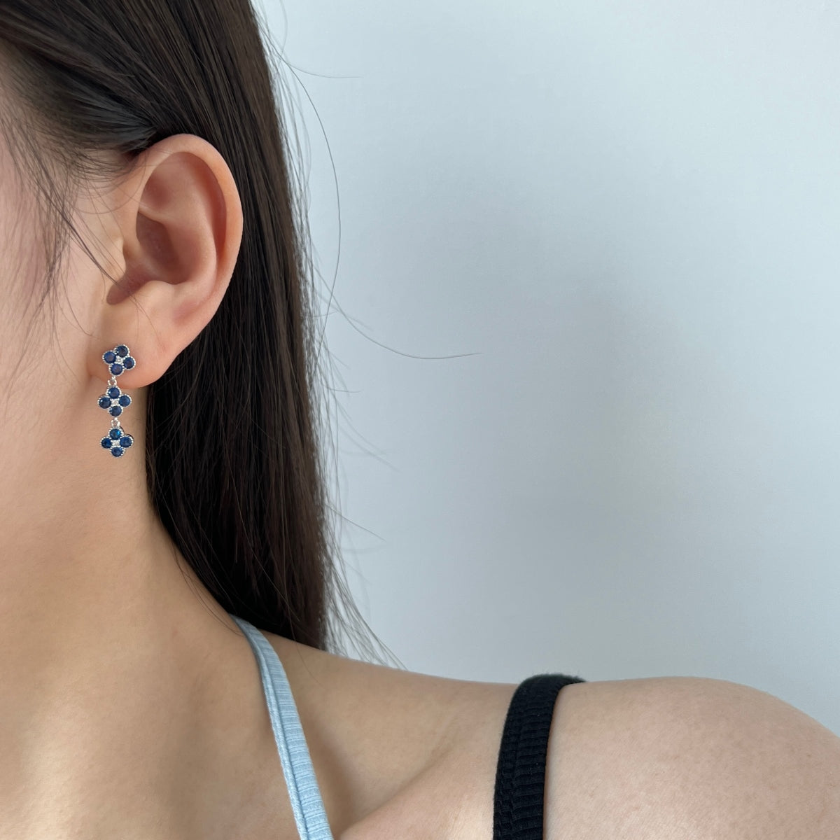 Cloverline Drop Earrings 925 Sterling Silver | Rhodium Plated | 2.5 mm CZ Stones