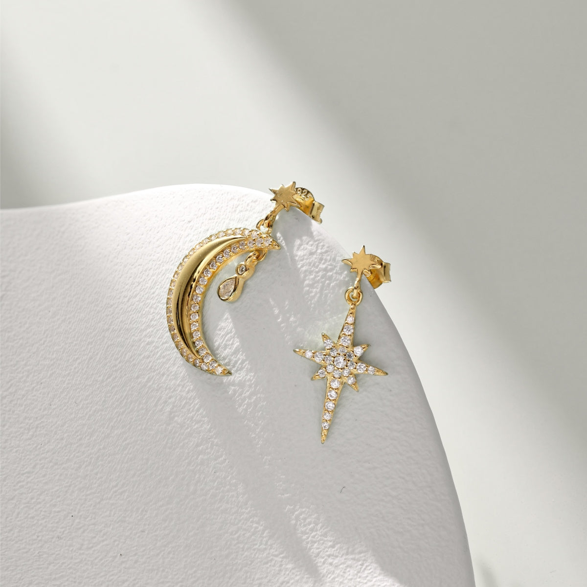"Lunar Radiance" Mismatched Earrings A Star. A Moon. A Story in Asymmetry.