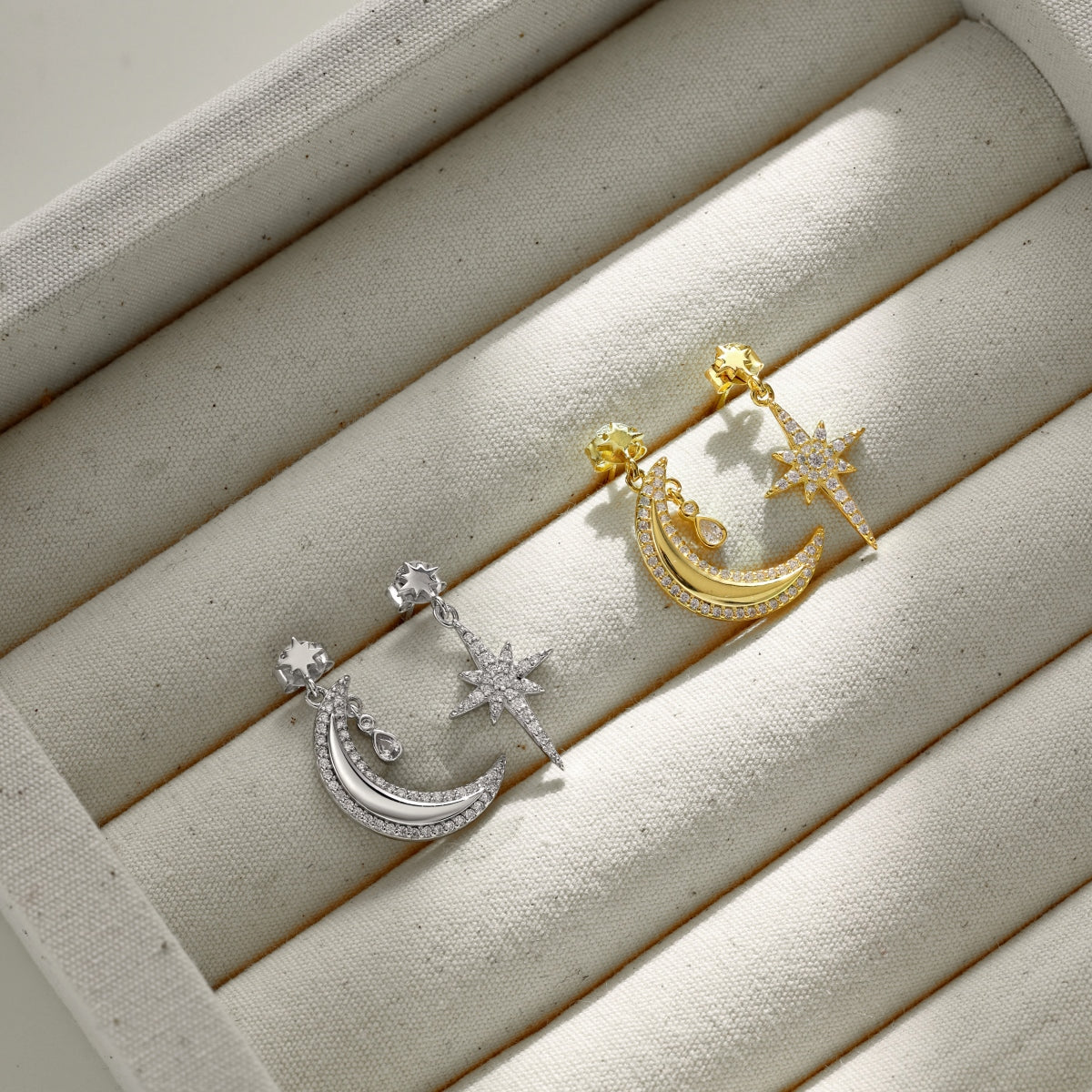 "Lunar Radiance" Mismatched Earrings A Star. A Moon. A Story in Asymmetry.