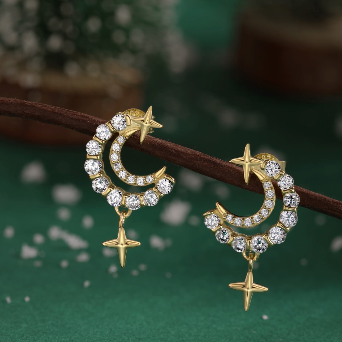 "Starlit Crescent" Drop Earrings A Glimmer of Night. A Whisper of Magic.