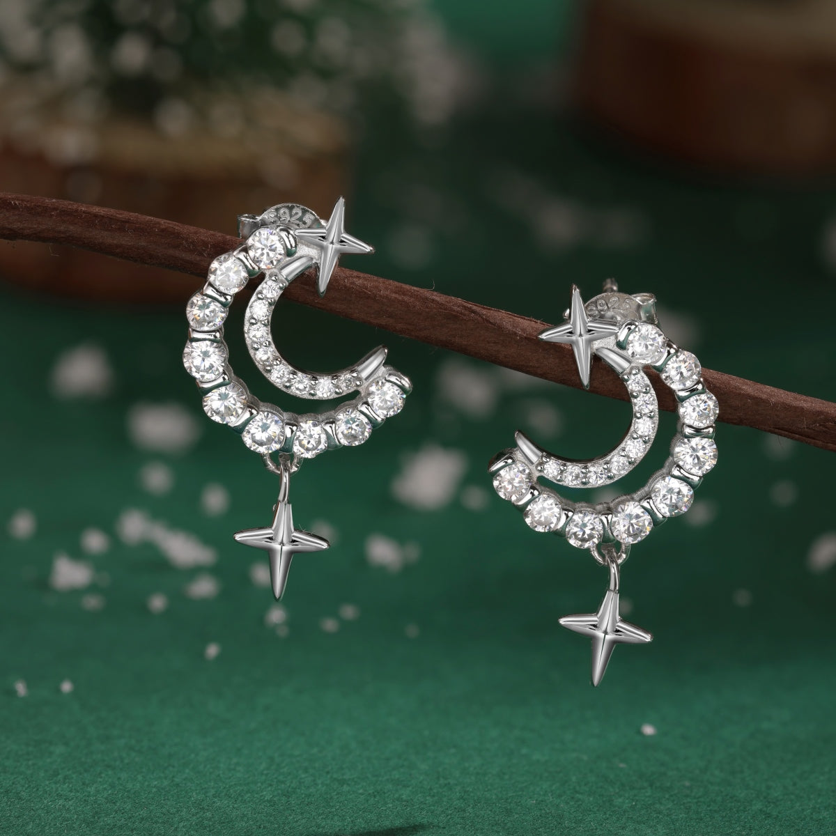 "Starlit Crescent" Drop Earrings A Glimmer of Night. A Whisper of Magic.