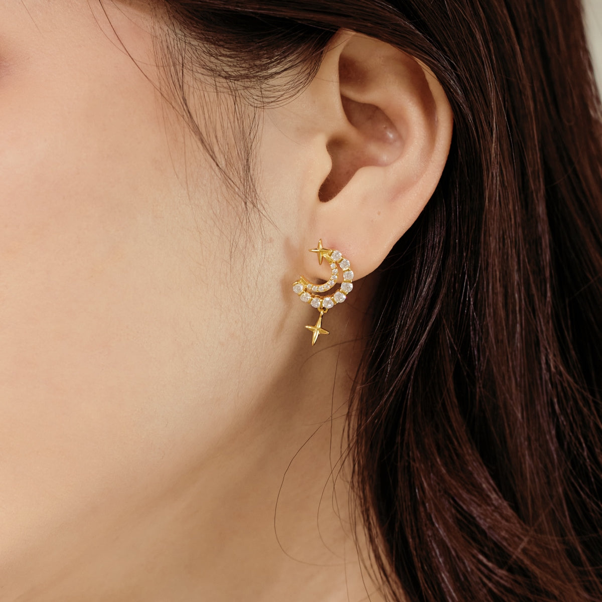 "Starlit Crescent" Drop Earrings A Glimmer of Night. A Whisper of Magic.