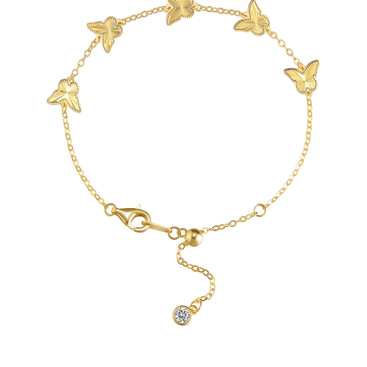 Golden Flutter: 18K Gold-Plated Butterfly Charm Bracelet