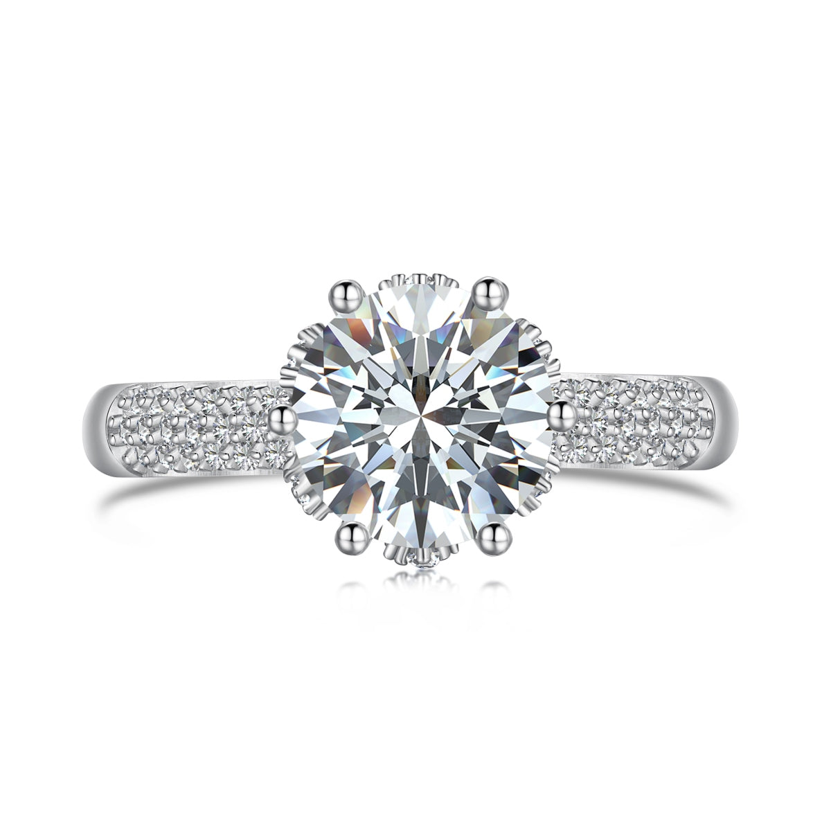 Aetheria Crown – 2-Carat Moissanite Engagement Ring in Sterling Silver