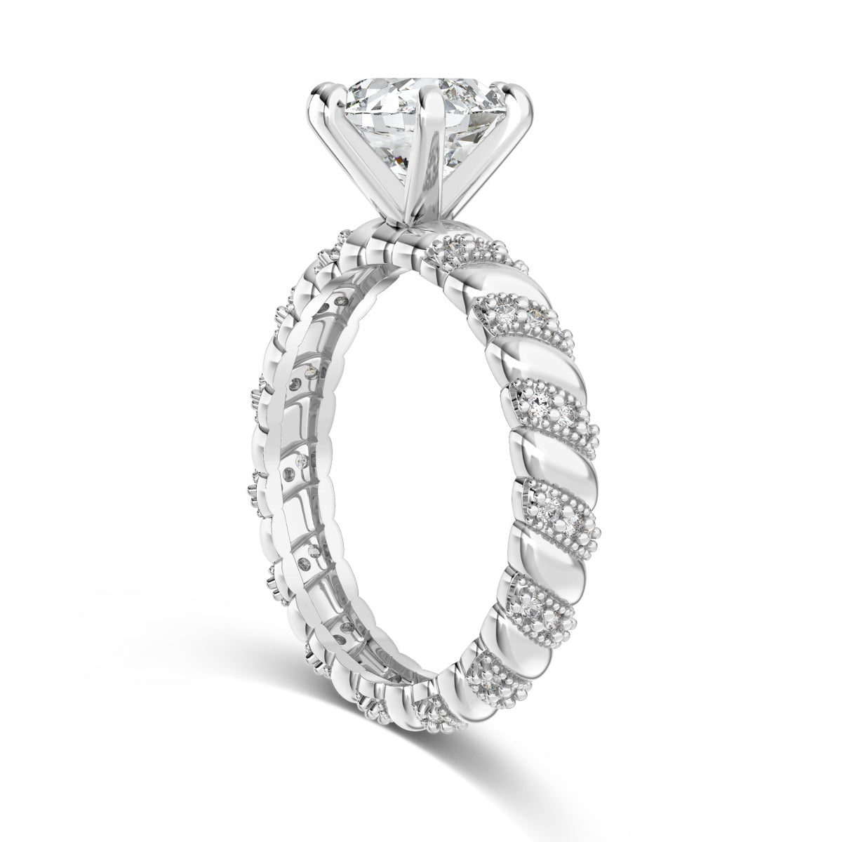 Audrey Luxe – The 2-Carat Moissanite Solitaire Ring in Rhodium-Plated Silver