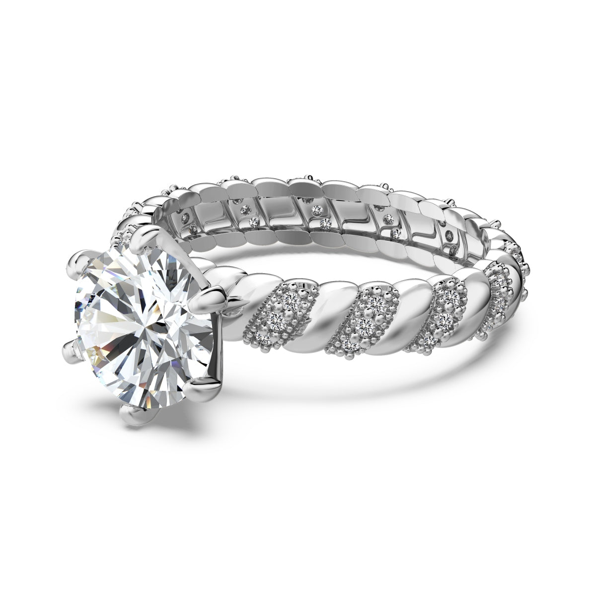 Audrey Luxe – The 2-Carat Moissanite Solitaire Ring in Rhodium-Plated Silver