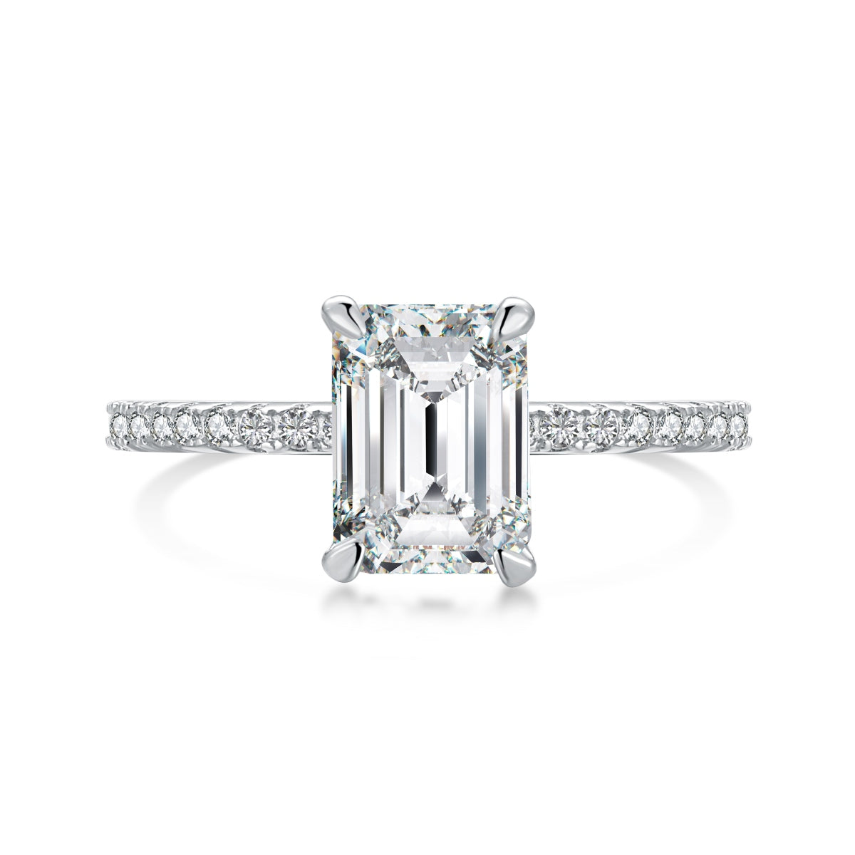 “Venice” Emerald-Cut Moissanite Pavé Ring