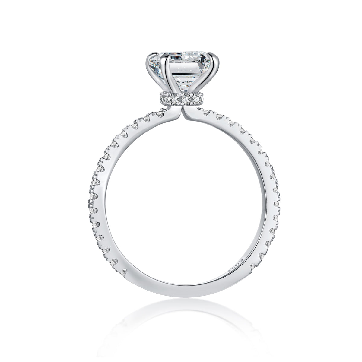 “Venice” Emerald-Cut Moissanite Pavé Ring