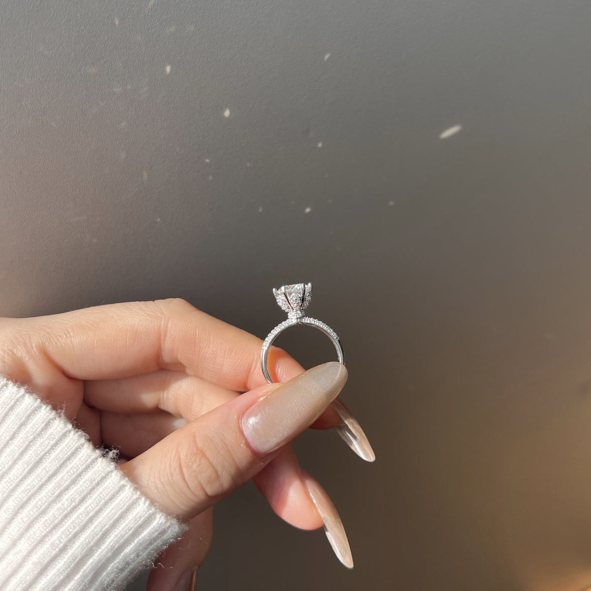 Aetheria Crown – 2-Carat Moissanite Engagement Ring in Sterling Silver