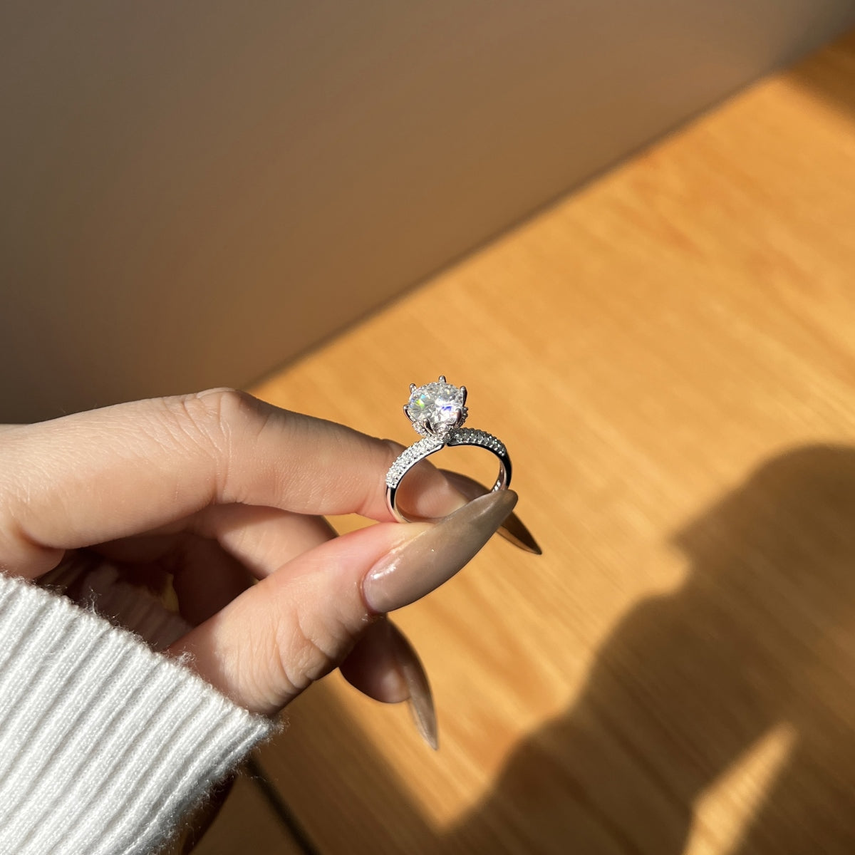 Aetheria Crown – 2-Carat Moissanite Engagement Ring in Sterling Silver