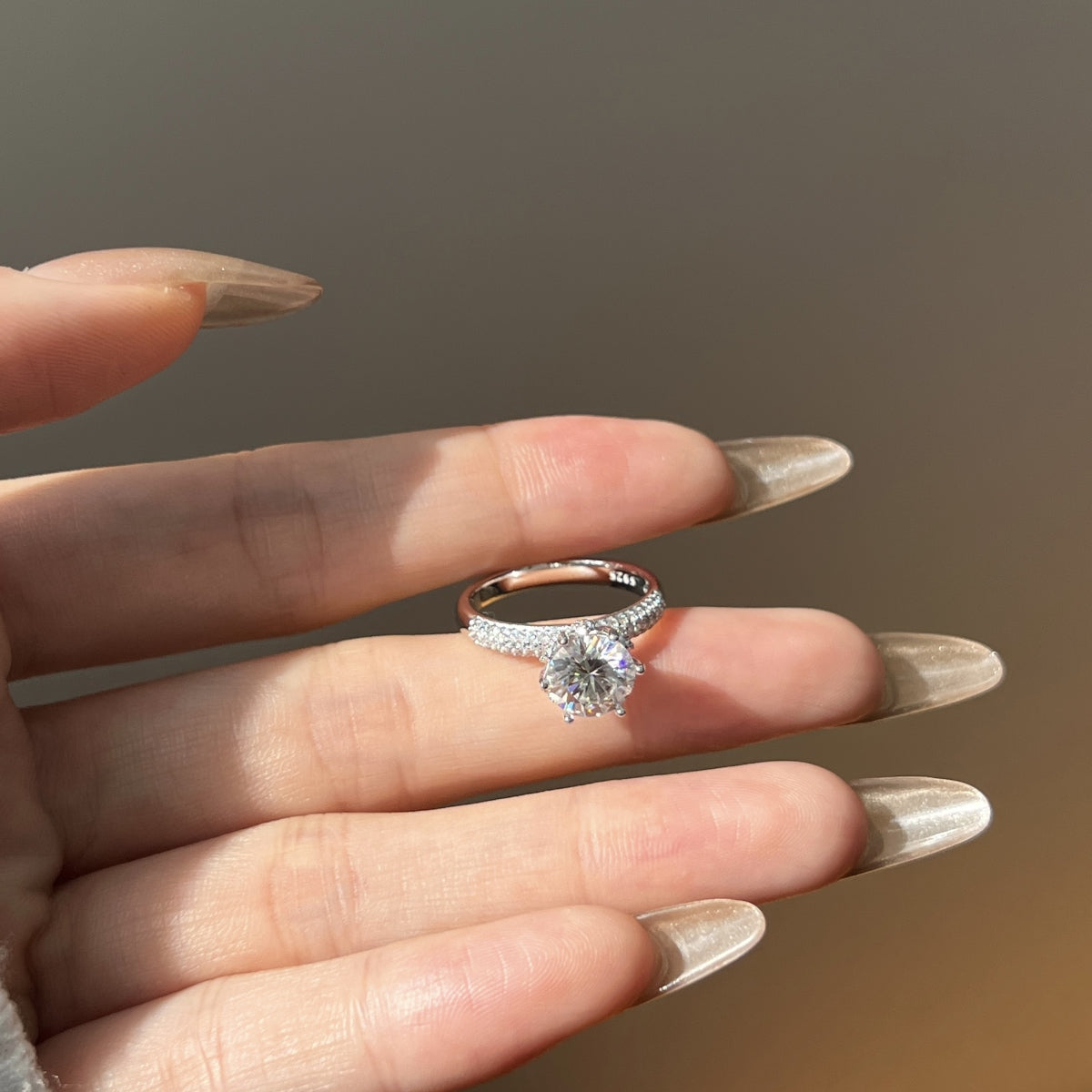 Aetheria Crown – 2-Carat Moissanite Engagement Ring in Sterling Silver