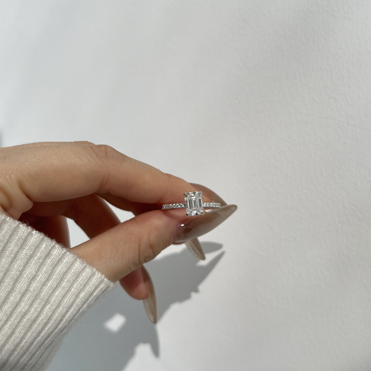 “Venice” Emerald-Cut Moissanite Pavé Ring