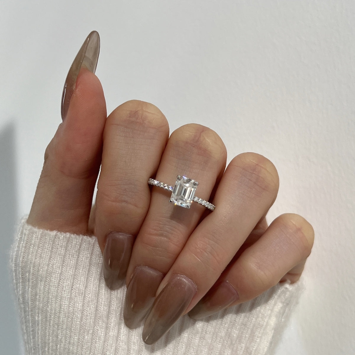 “Venice” Emerald-Cut Moissanite Pavé Ring