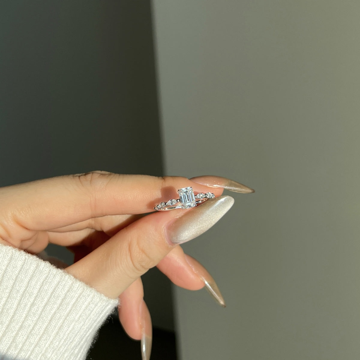 “Melanie” Emerald-Cut Moissanite Ring