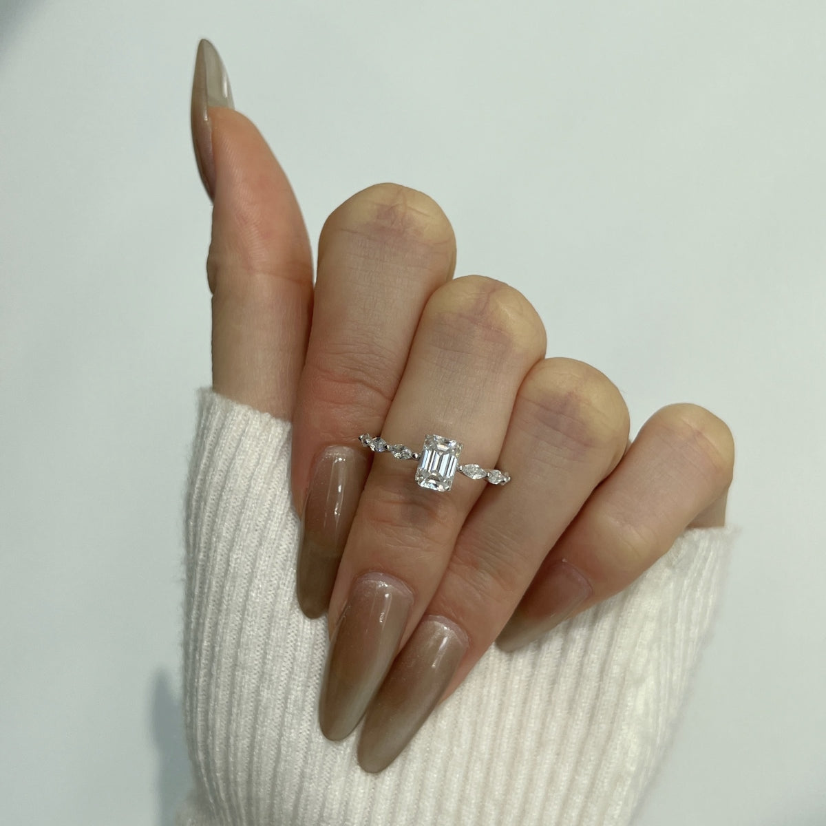 “Melanie” Emerald-Cut Moissanite Ring