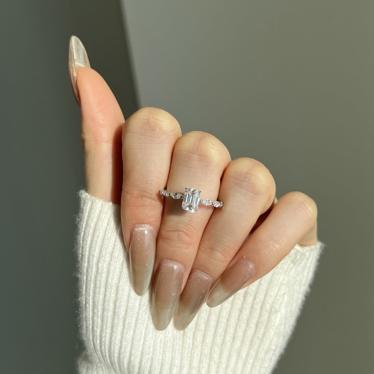“Melanie” Emerald-Cut Moissanite Ring