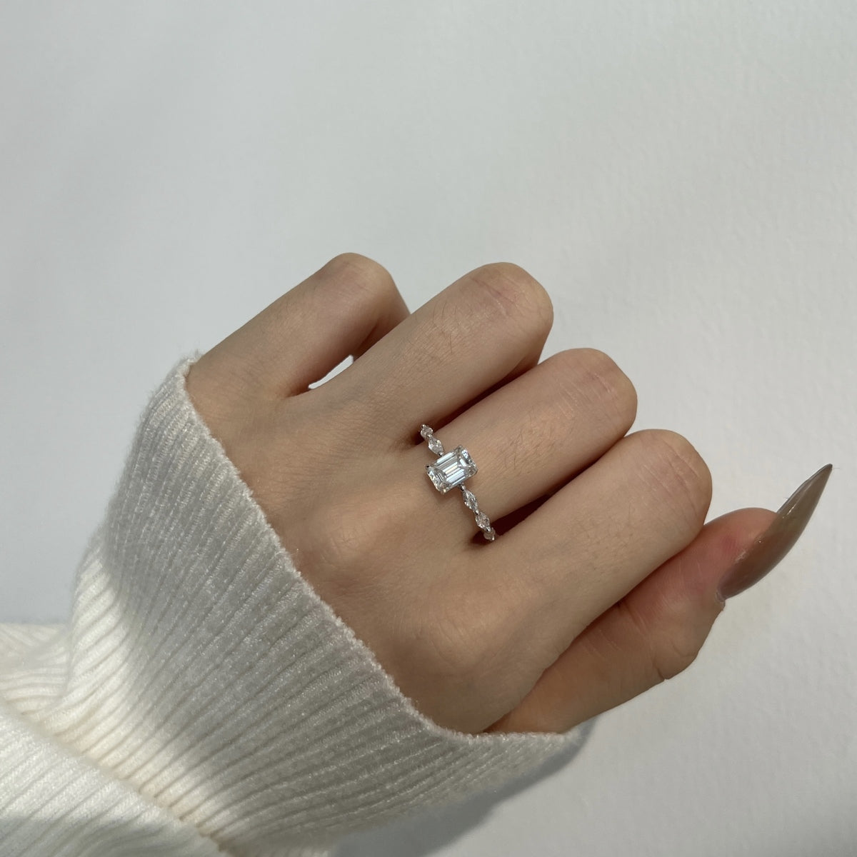 “Melanie” Emerald-Cut Moissanite Ring