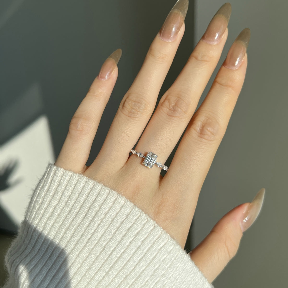“Melanie” Emerald-Cut Moissanite Ring