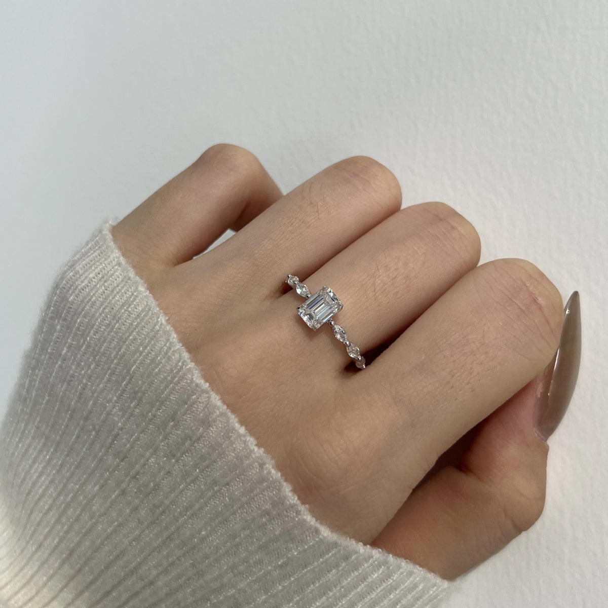 “Melanie” Emerald-Cut Moissanite Ring