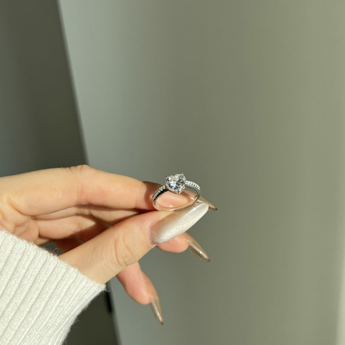 “Amora” Heart-Cut Moissanite Ring