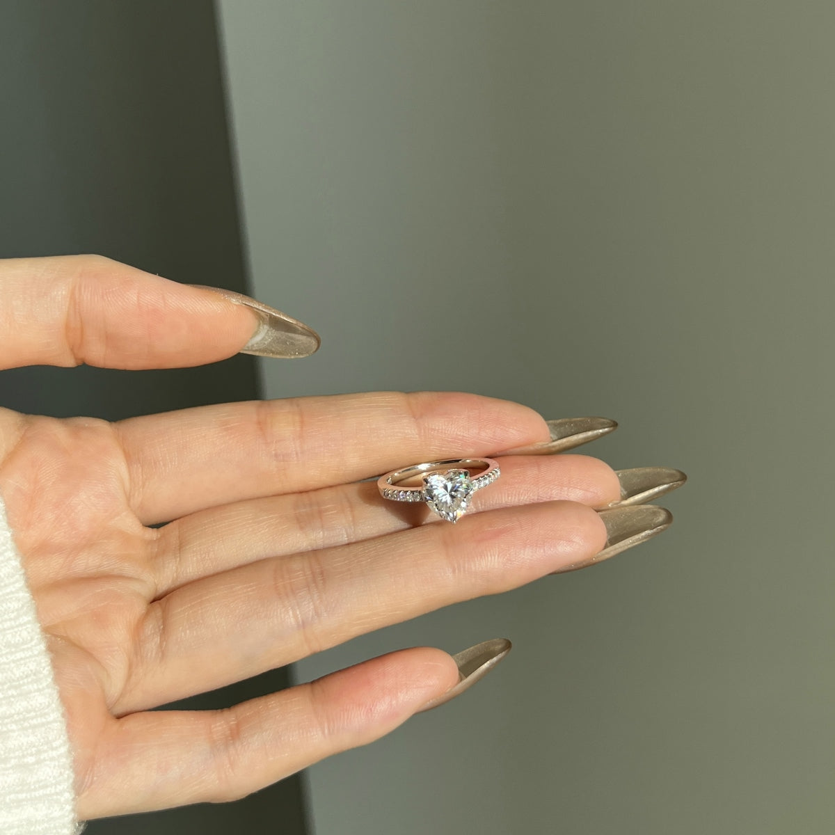 “Amora” Heart-Cut Moissanite Ring