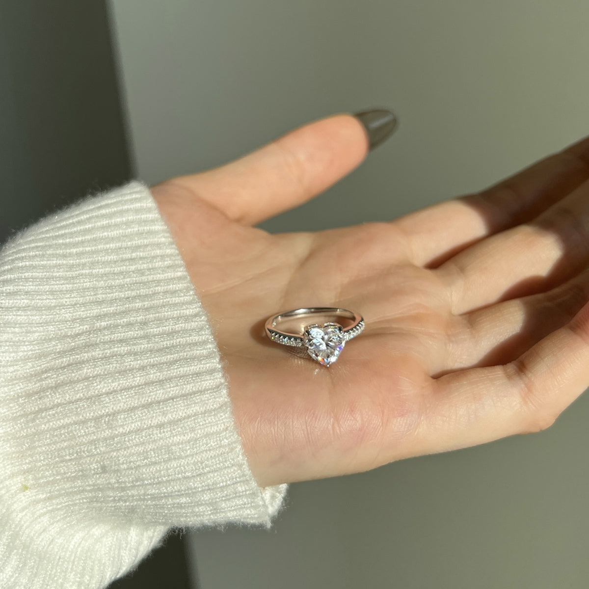 “Amora” Heart-Cut Moissanite Ring