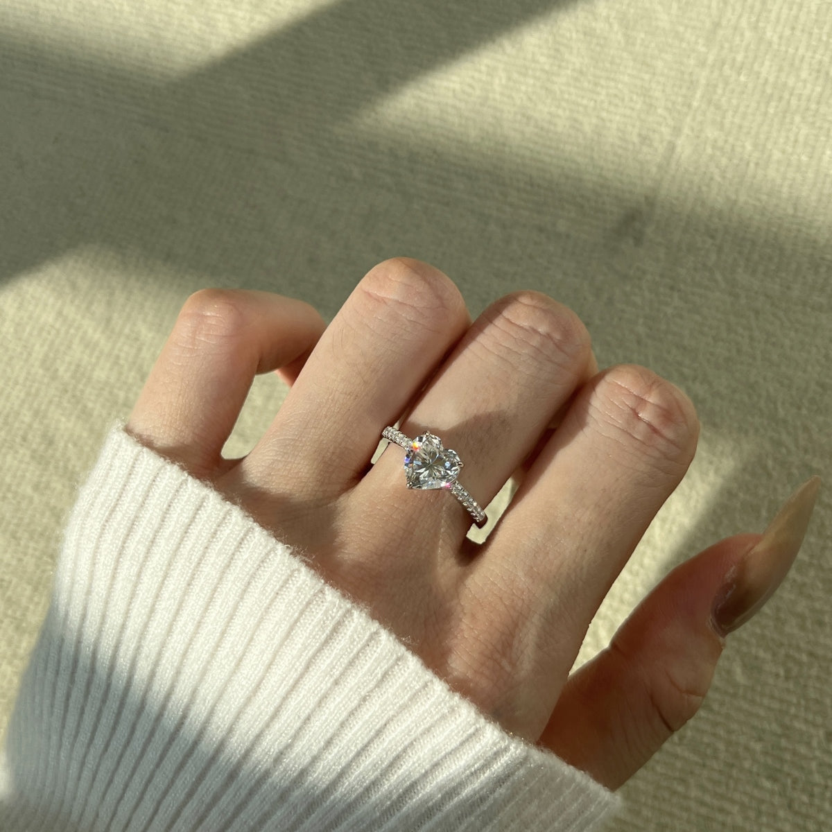 “Amora” Heart-Cut Moissanite Ring