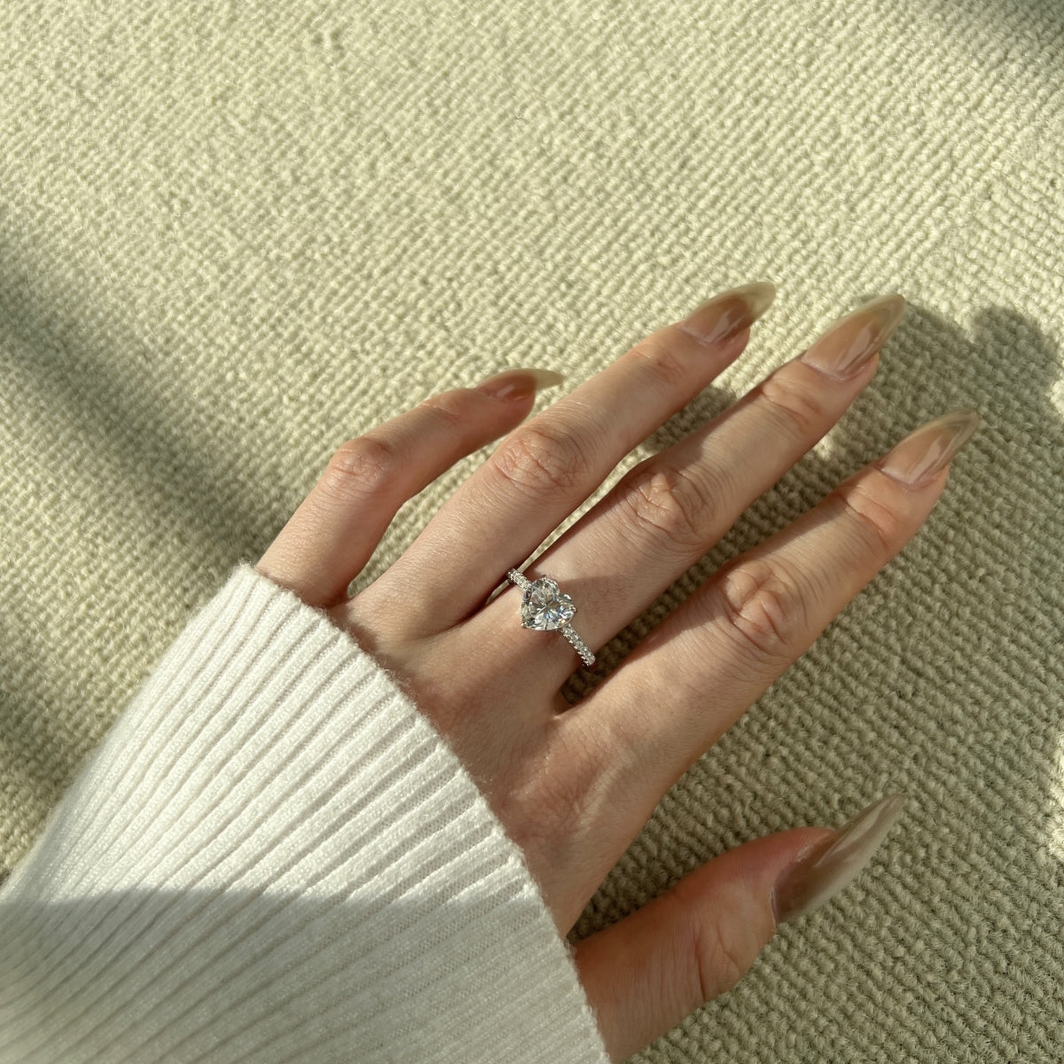 “Amora” Heart-Cut Moissanite Ring
