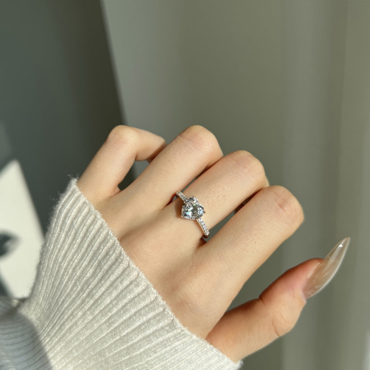 “Amora” Heart-Cut Moissanite Ring