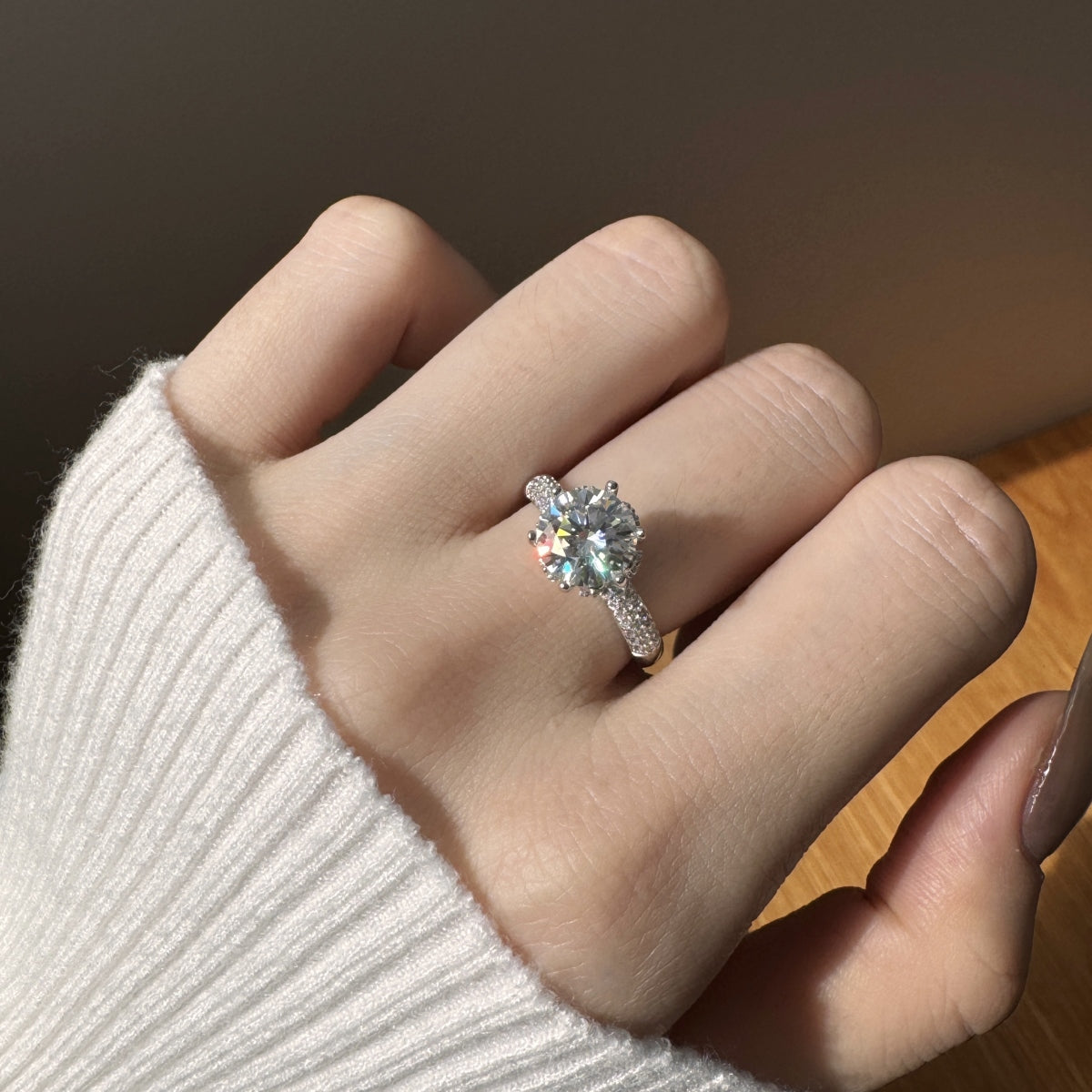 Aetheria Crown – 2-Carat Moissanite Engagement Ring in Sterling Silver