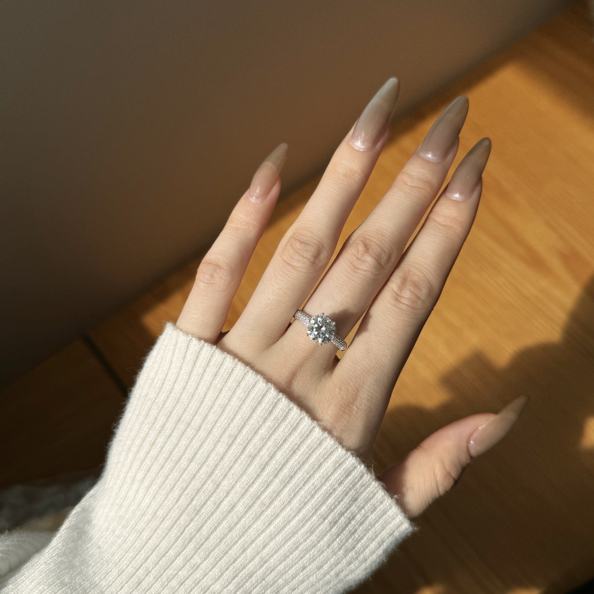 Aetheria Crown – 2-Carat Moissanite Engagement Ring in Sterling Silver