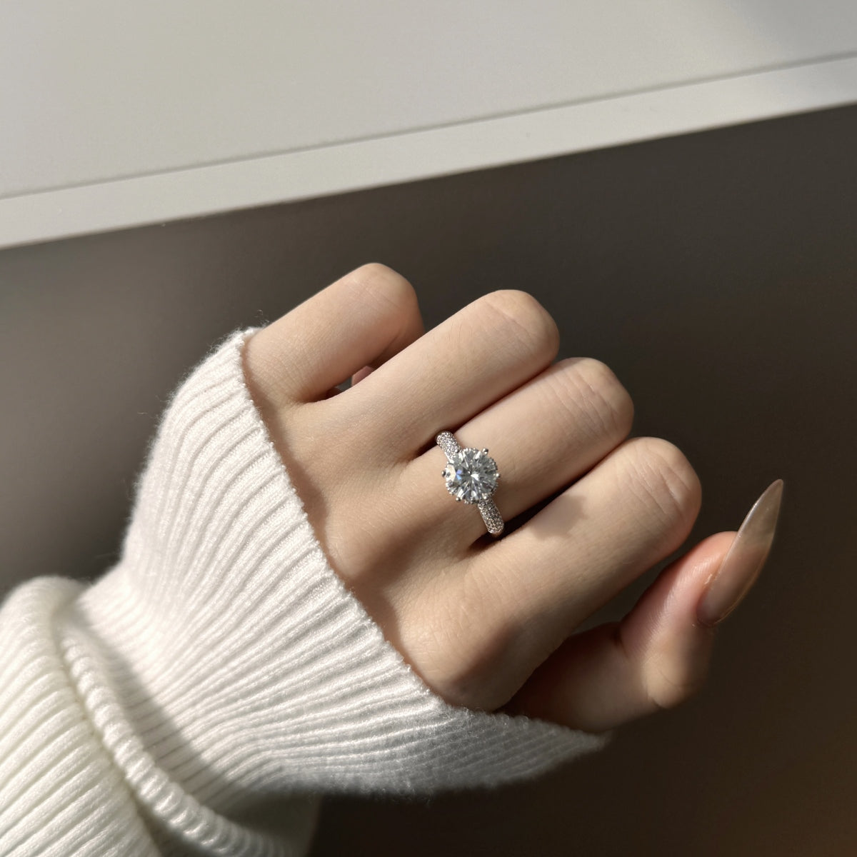 Aetheria Crown – 2-Carat Moissanite Engagement Ring in Sterling Silver