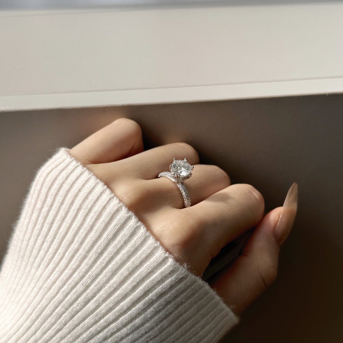 Aetheria Crown – 2-Carat Moissanite Engagement Ring in Sterling Silver