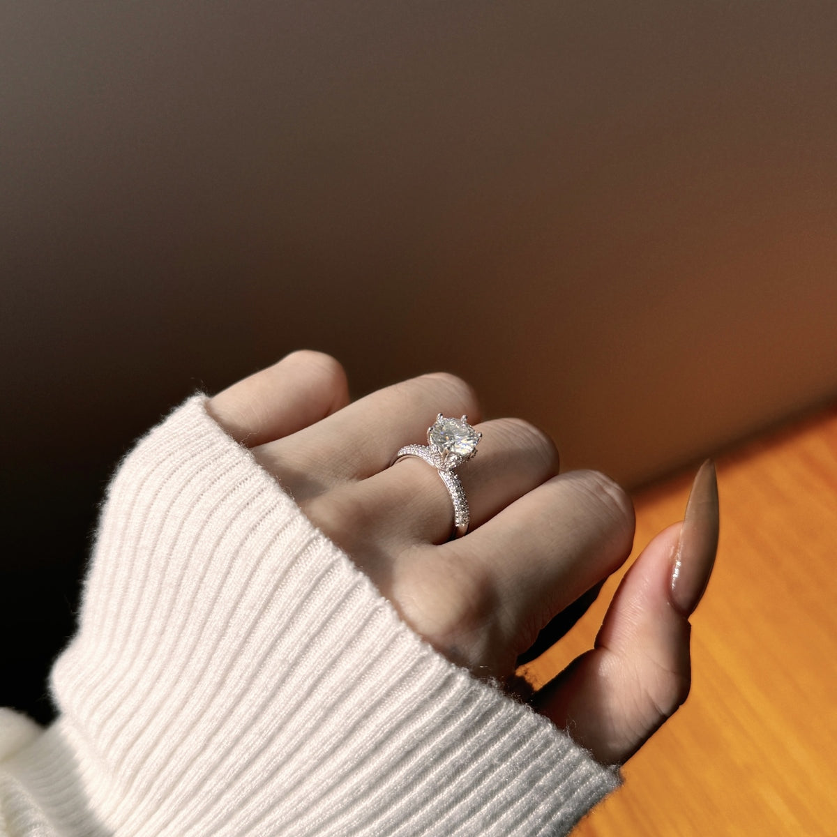 Aetheria Crown – 2-Carat Moissanite Engagement Ring in Sterling Silver