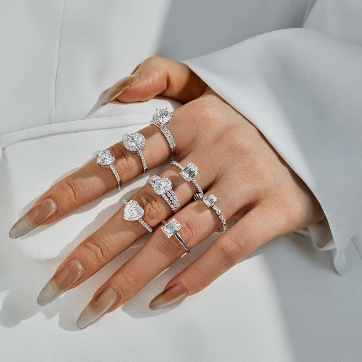 “Venice” Emerald-Cut Moissanite Pavé Ring
