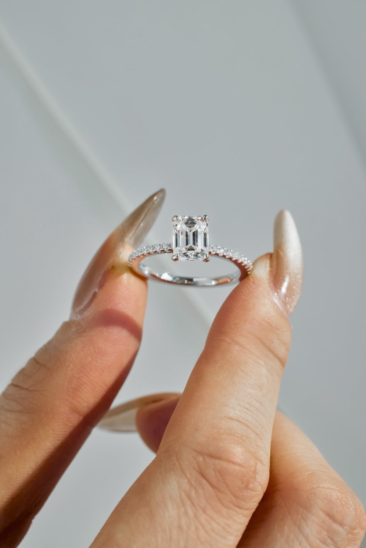 “Venice” Emerald-Cut Moissanite Pavé Ring