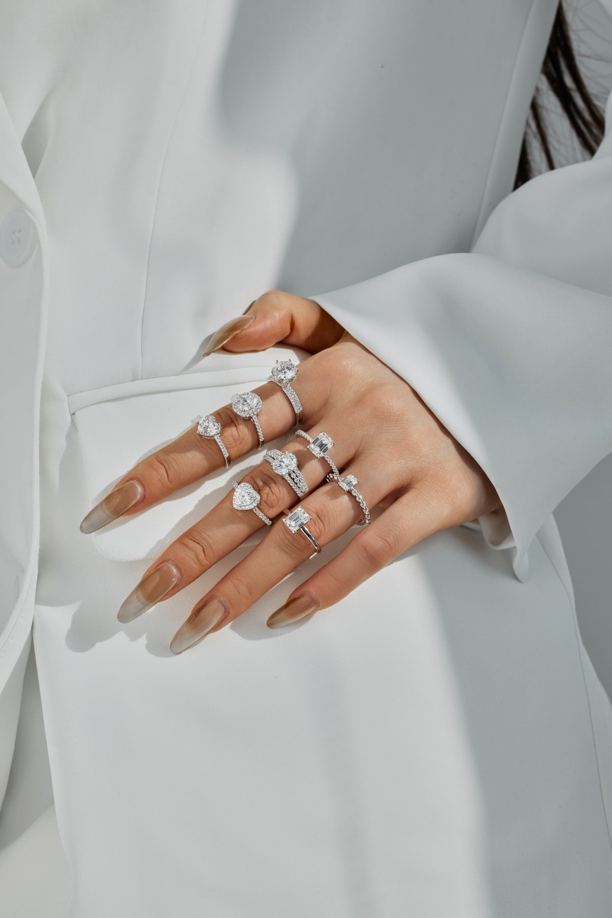 “Venice” Emerald-Cut Moissanite Pavé Ring