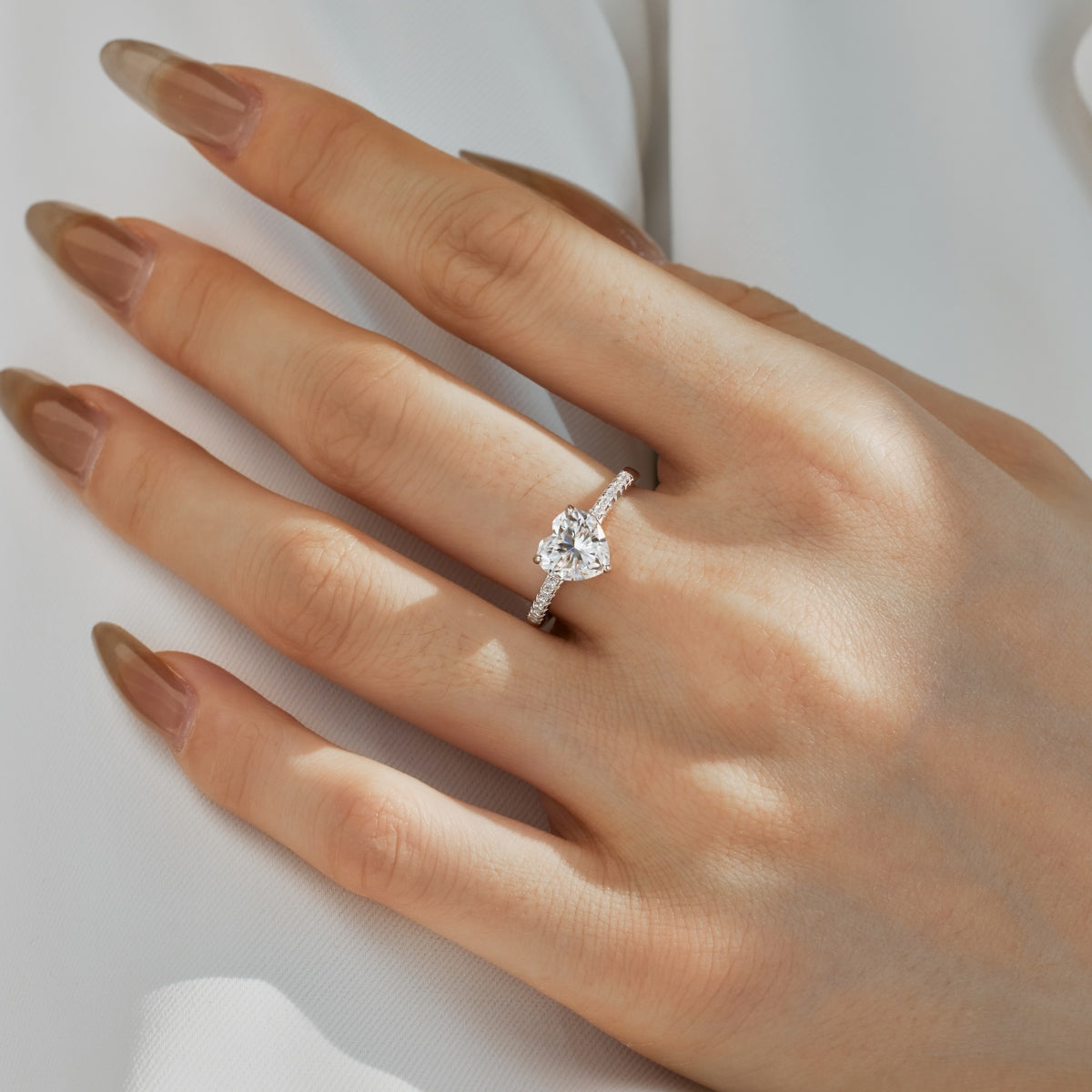 “Amora” Heart-Cut Moissanite Ring
