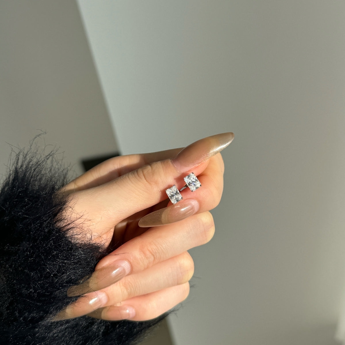 “Andrea” Radiant-Cut Moissanite Studs