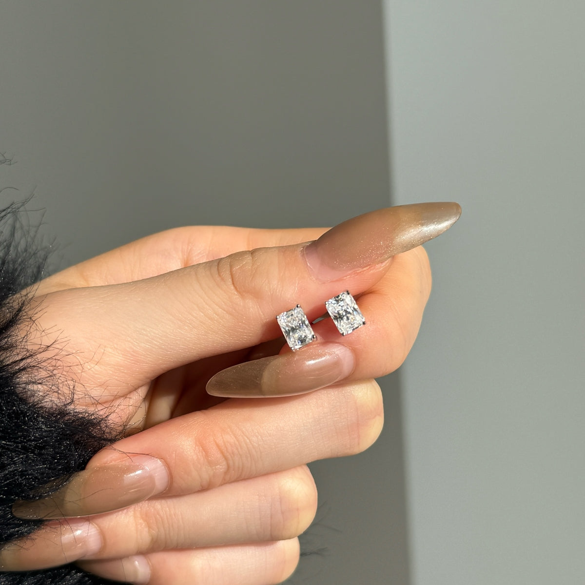 “Andrea” Radiant-Cut Moissanite Studs