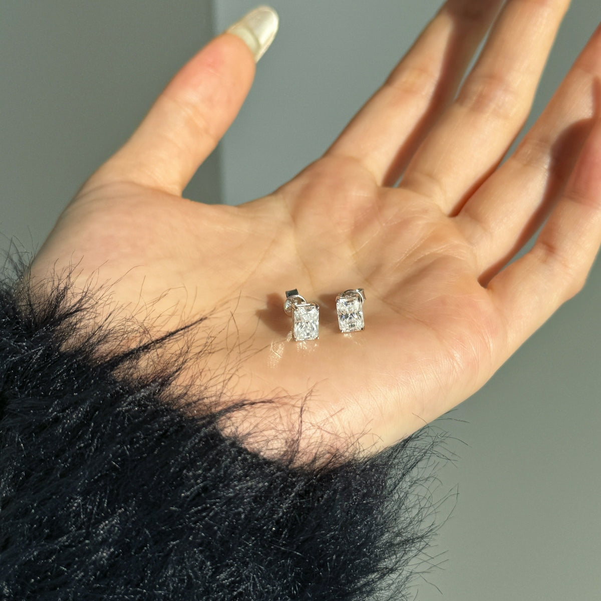 “Andrea” Radiant-Cut Moissanite Studs