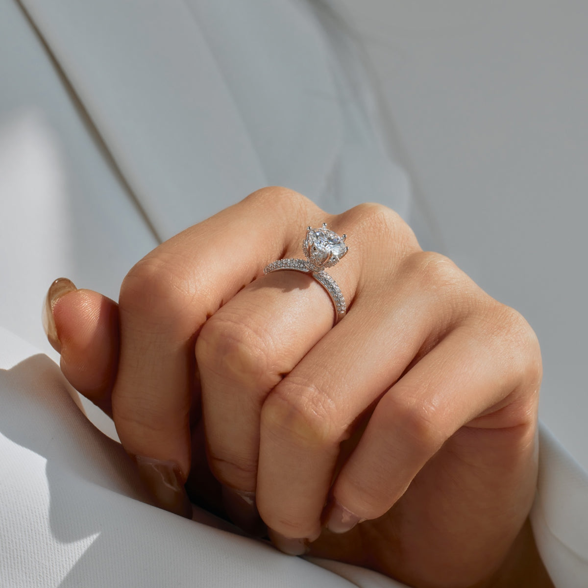 Aetheria Crown – 2-Carat Moissanite Engagement Ring in Sterling Silver