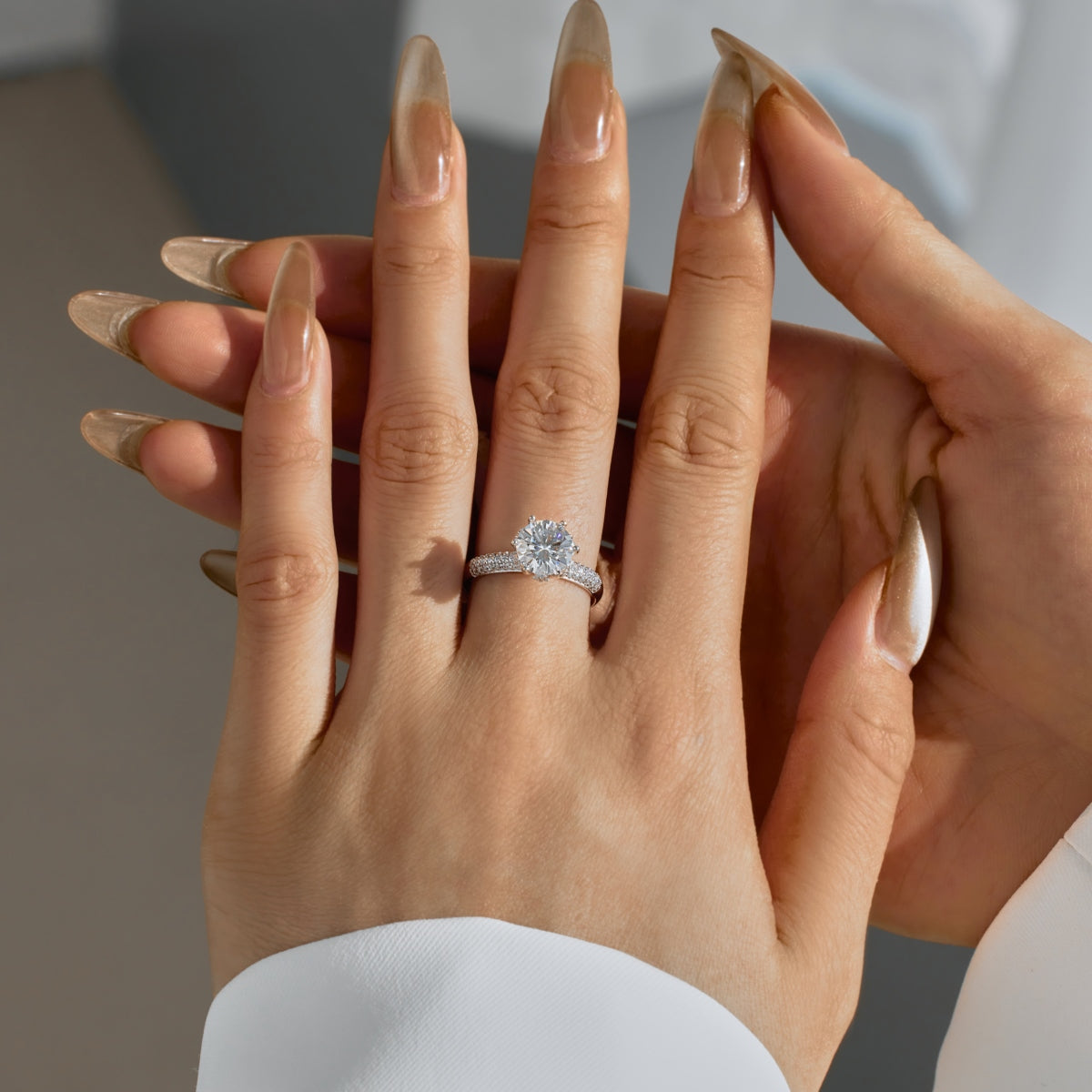 Aetheria Crown – 2-Carat Moissanite Engagement Ring in Sterling Silver