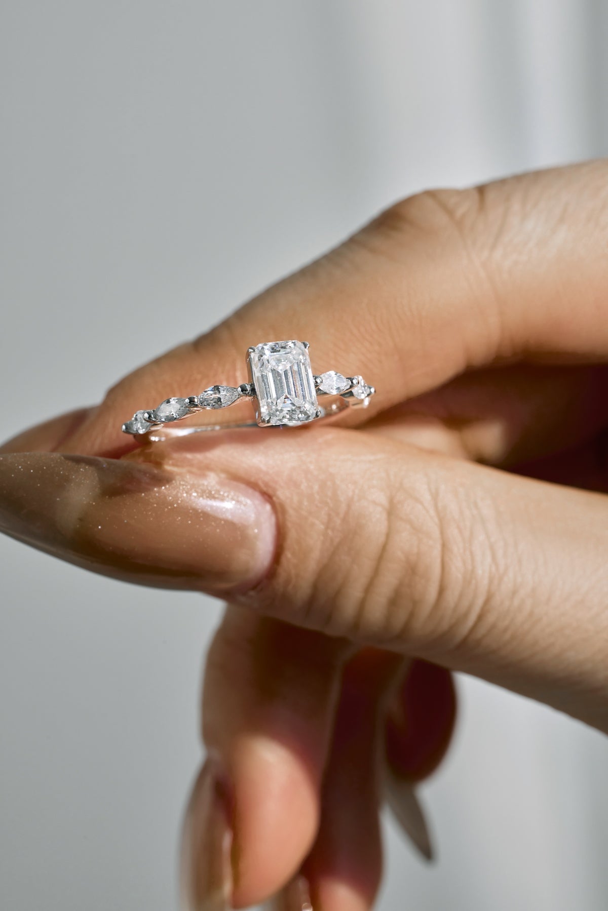 “Melanie” Emerald-Cut Moissanite Ring