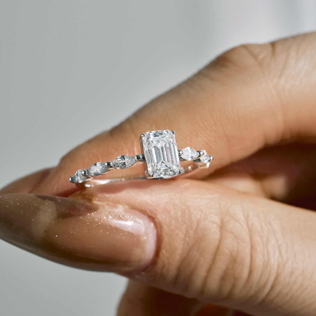 “Melanie” Emerald-Cut Moissanite Ring