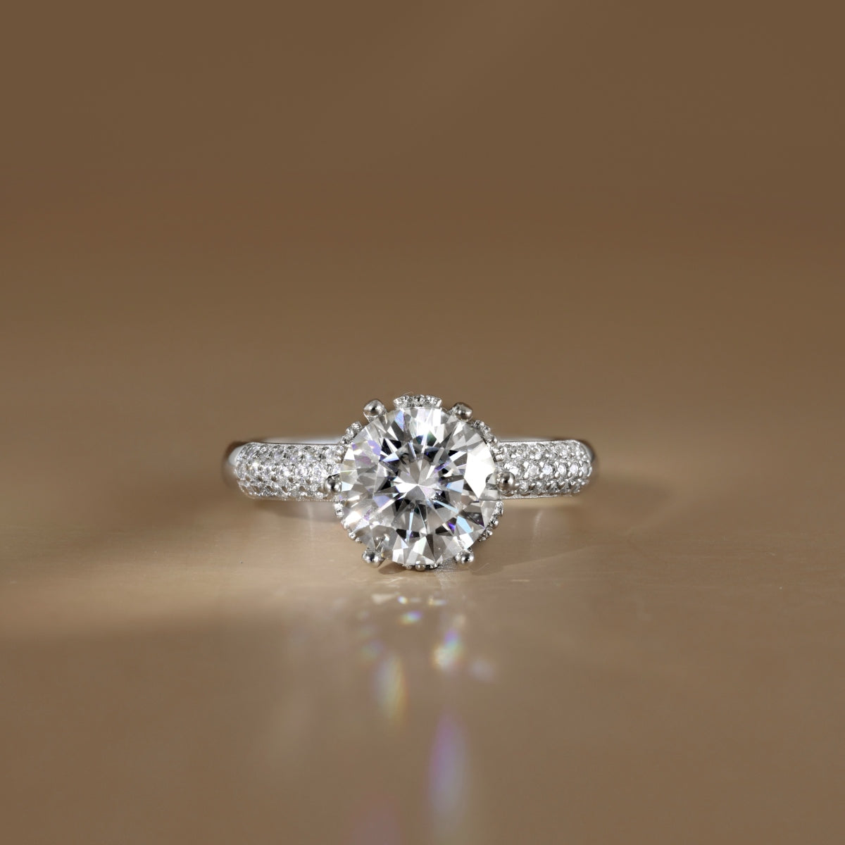 Aetheria Crown – 2-Carat Moissanite Engagement Ring in Sterling Silver